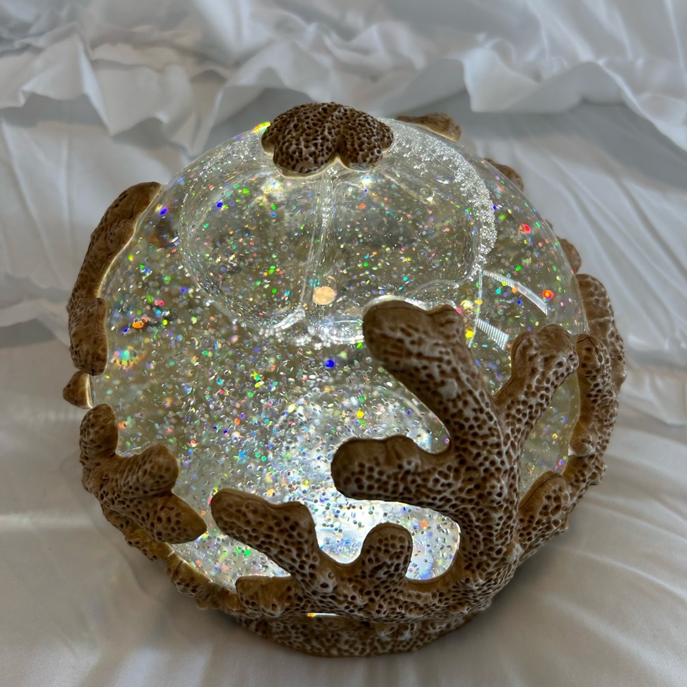 Glittering Glass Sphere with Coral Design